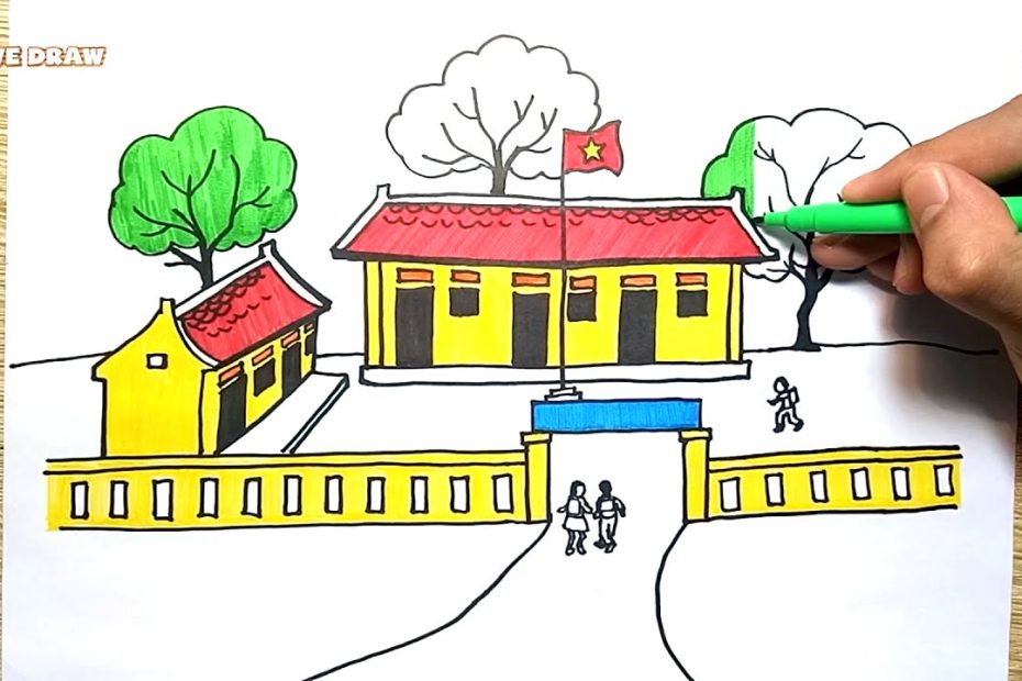 Vẽ Tranh Ngôi Trường Của Em - Vẽ Ngôi Trường - How To Draw My School And  Coloring For Children - Youtube