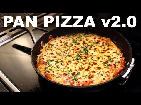 Easier pan pizza in a non-stick — browned base and crispy rim